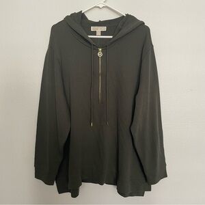 Michael Kors 1/2 Zip Long Sleeve Hooded Pullover Women’s Size 3X Moss Green NEW